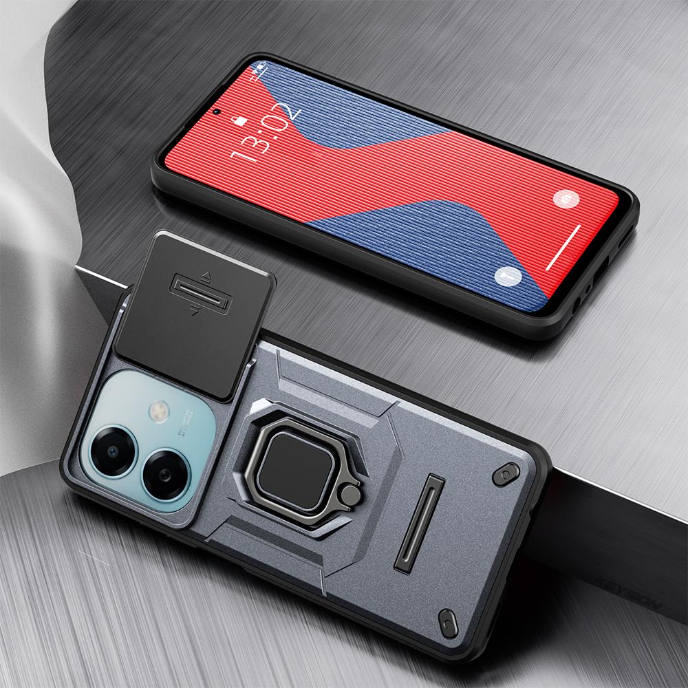 KEYSION Противоударный защитный чехол для OPPO A3 5G A3X Slide Camera Lens Защитное кольцо Подставка для телефона Задняя крышка для OPPO A40 A40m