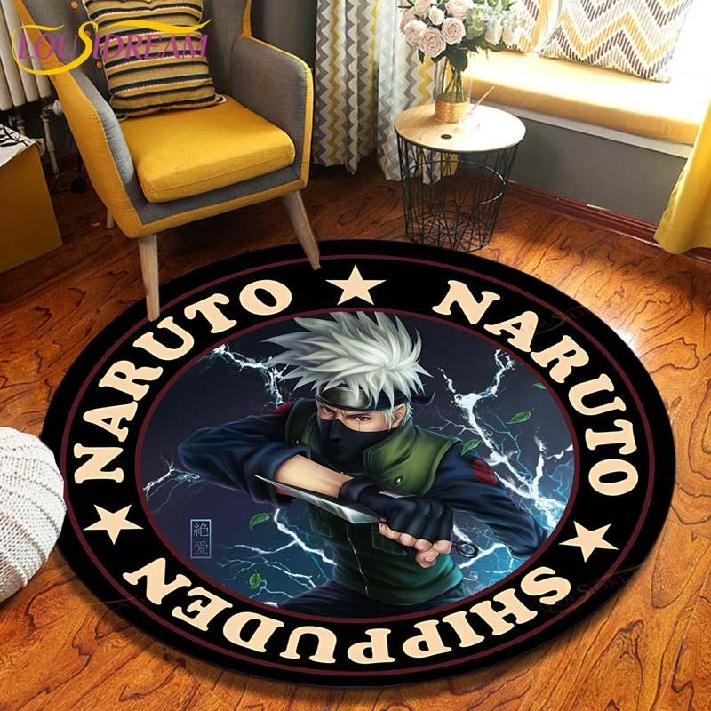 Круглый ковер в стиле аниме «Наруто», напольный коврик для спальни, фланелевый ковер с животными, противоскользящий детский игровой коврик, декоративные коврики для детской комнаты