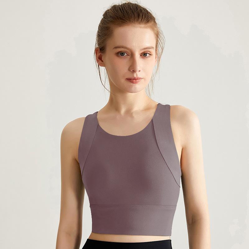 Shockproof Breathable Back Fitness Top With Bra Pads Sports Underwear For Women