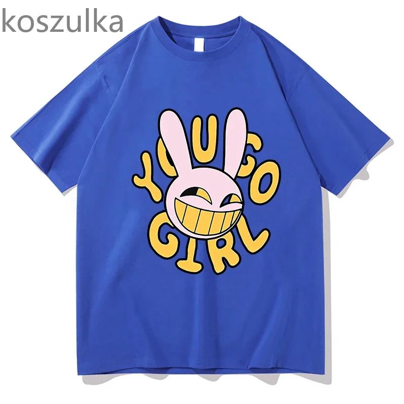 Anime The Amazing Digital Circus Jax Merch TShirt Bunnnyy you go Girl Unisex Short Sleeved T Shirt Casual Tee Summer Fashion