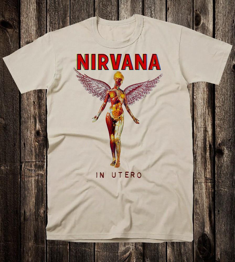 Ретро Футболка 100% Хлопок Музыка 90-х Рок Гранж Nirvana In Utero Унисекс Футболка