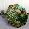 Stained Window Art: Medieval Sage with FlowersUmbrella, Portable 3-Fold Compact Umbrella for Men & Women Gift