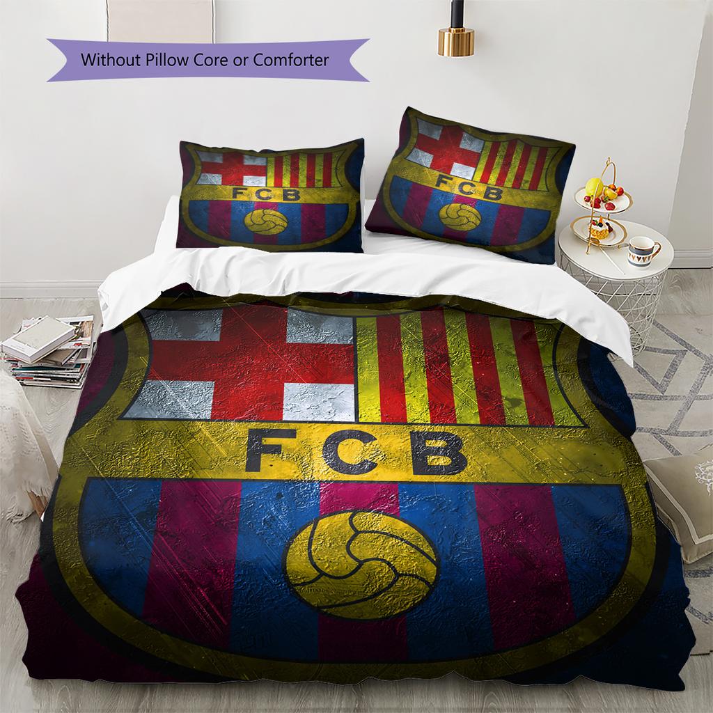 Постельное белье с узором ФК Барселона Домашний декор Подарок на день рождения (1 пододеяльник + 2 наволочки, без наполнителя)