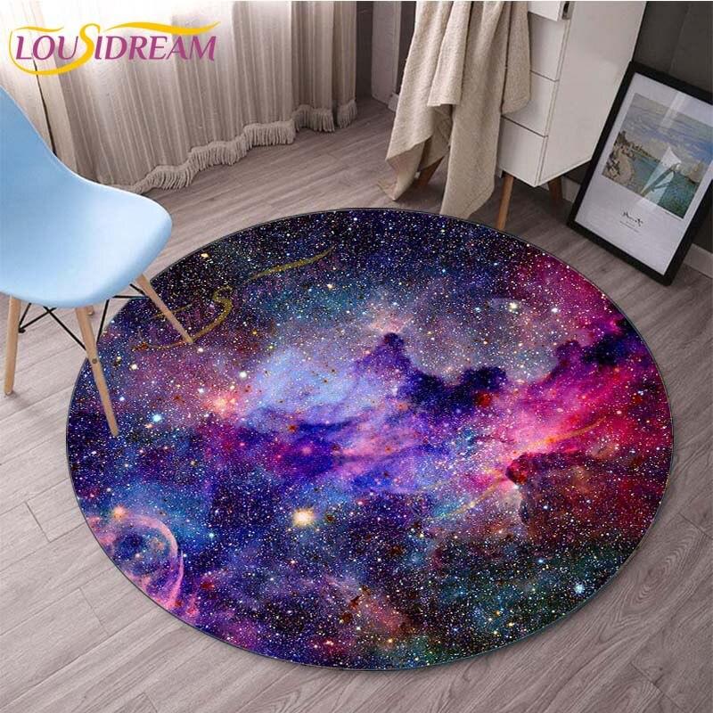 Earth Grey Moon Round Gaming Mat Bird Cartoon Printed Round Mat Milky Way Galaxy Chair Round Mats Round Carpets for Living Room