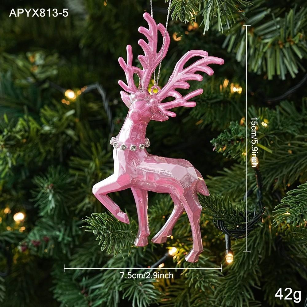 Glossy Pink Finish Christmas Tree Ornament Glitter Accent Xmas Decor Charm Window Display