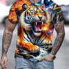 Tiger Print T-Shirt 3D Animal Men's Shirts Summer Short Sleeved Male Pullover Oversized T-shirts Casual Tops Tees Men Clothing