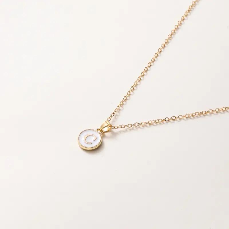 1pc Women Elegant and Exquisite O-chain 26 Letter Necklace Pendant, Golden Minimalist Necklace