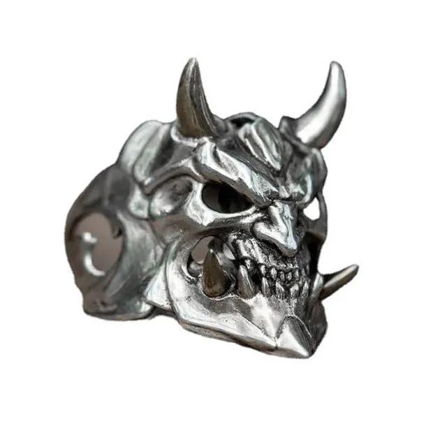 Мужское кольцо в стиле ретро-панк, скелет демона, хип-хоп, рок, локомотив, кольцо из титанового стального сплава, кольцо цвета древнего серебра, женские ювелирные изделия