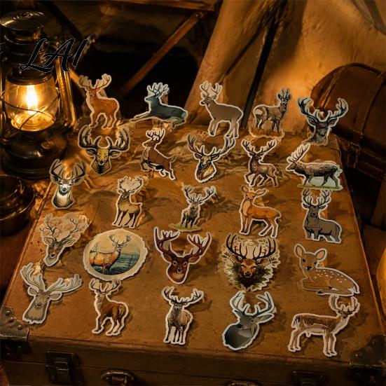 Journaling Decoration 50 Pcs Deer Stickers Waterproof PVC Decals Forest Animal Laptop Water Bottle Stickers Decorative for Scrapbooking Cup,