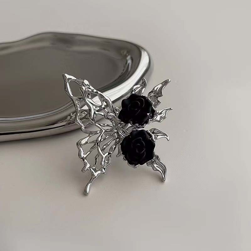 Винтажное панк-металлическое черное розовое жидкое кольцо-бабочка для женщин, преувеличенное регулируемое кольцо с изображением животных, эстетические украшения