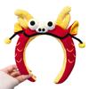 Cartoon Funny Hair Hoop God of Wealth Face Washing Hair Hoop New Year Plush Headband  Children