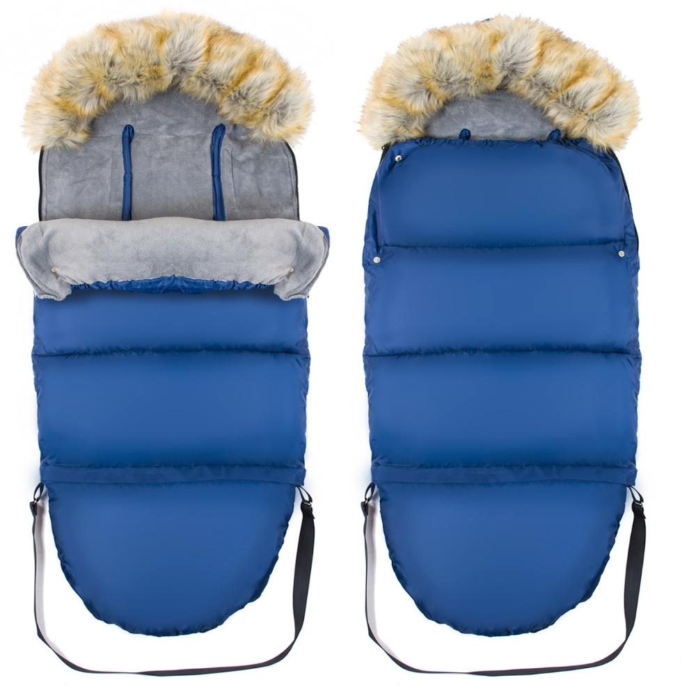 Set of sleeping bag for stroller, seat, sled, winter, navy blue bag + cover