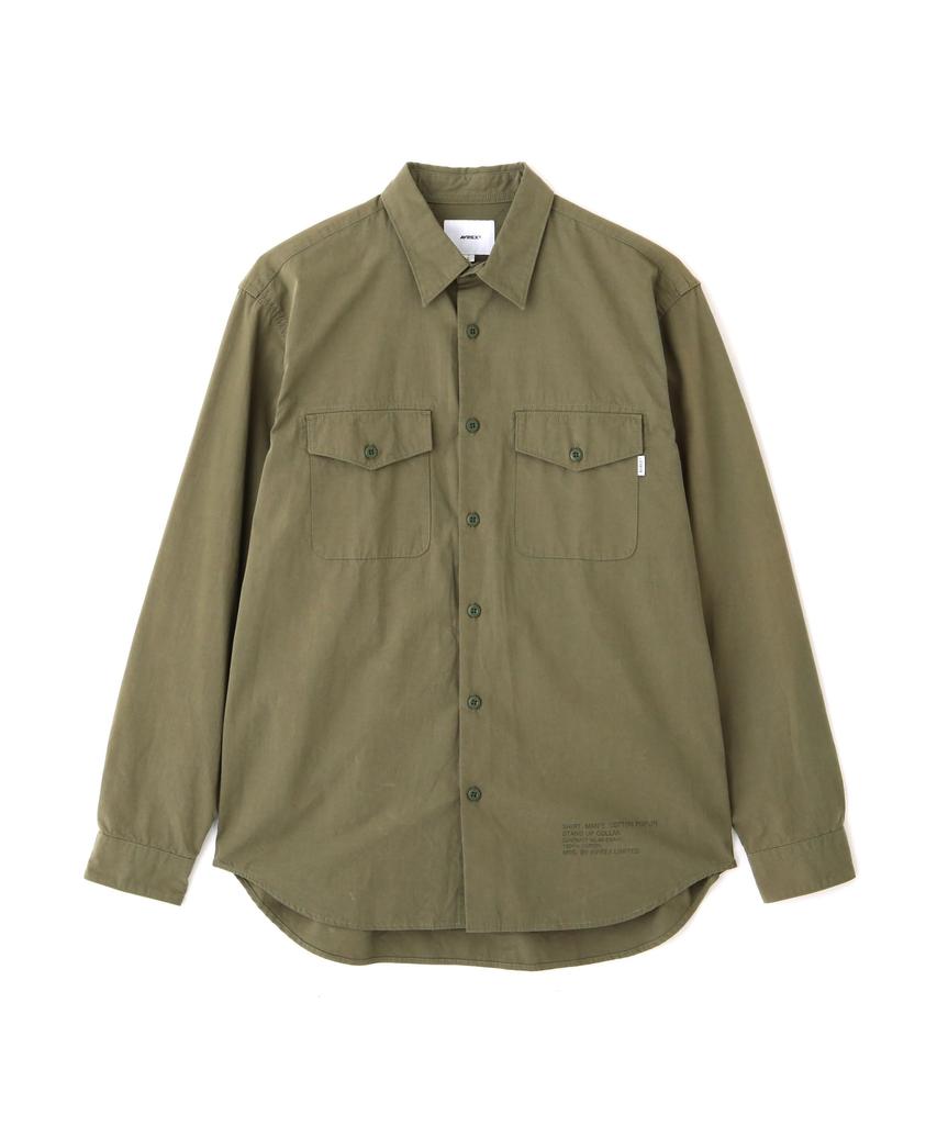 AVIREX BASIC ARMY POPLIN L/S SHIRT men's L 310 olive