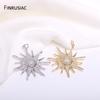 14K Gold Plated Round Sun Charms Brass Inlaid Zircon Sun Pendants For DIY Nacklace Making Jewelry Making Accessories