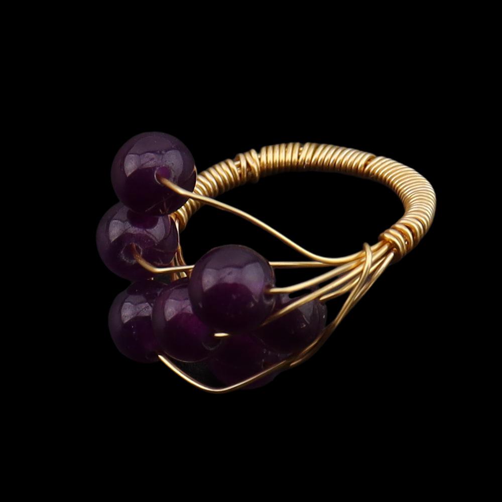 Европейское Ретро Натуральный Камень Кристалл Агат Гипсофила Плетеное Кольцо