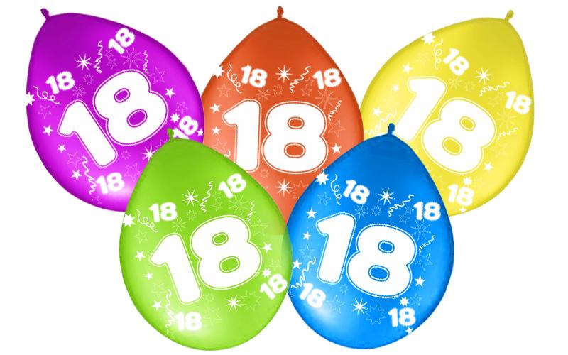 Reverse Print Balloons Number 18 Eighteen, 5 Pcs