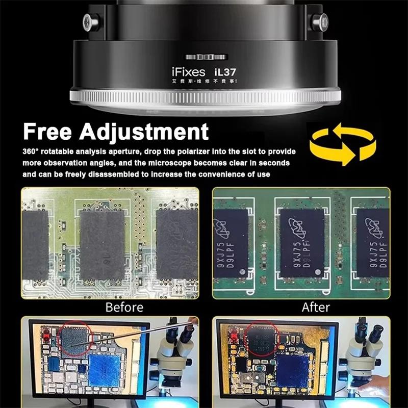 iFixes iL37 Microscope Polarized LED Ring Light Lamp Anti Glare Illuminators Eliminating Reflections Repair Light Source Tool