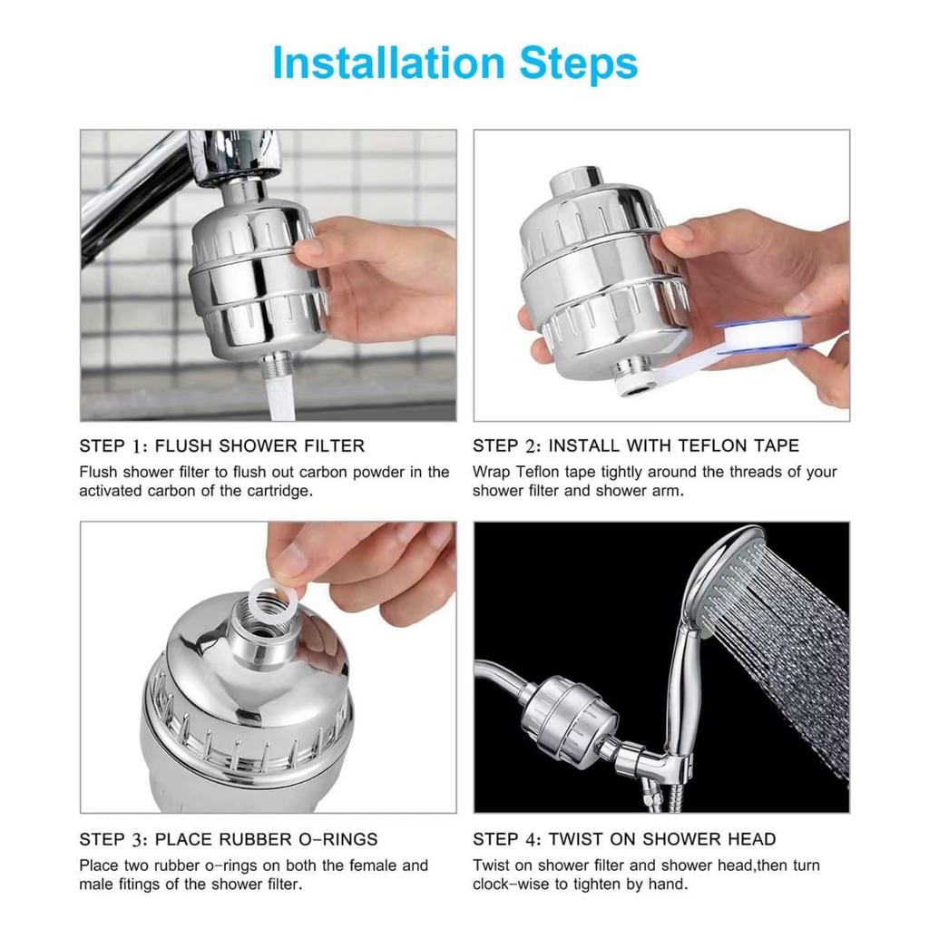 Head Purifier Pure Blue Showerhead Clear Nsf Chrome Water Shower Filter  Shower Filter for Hard Water