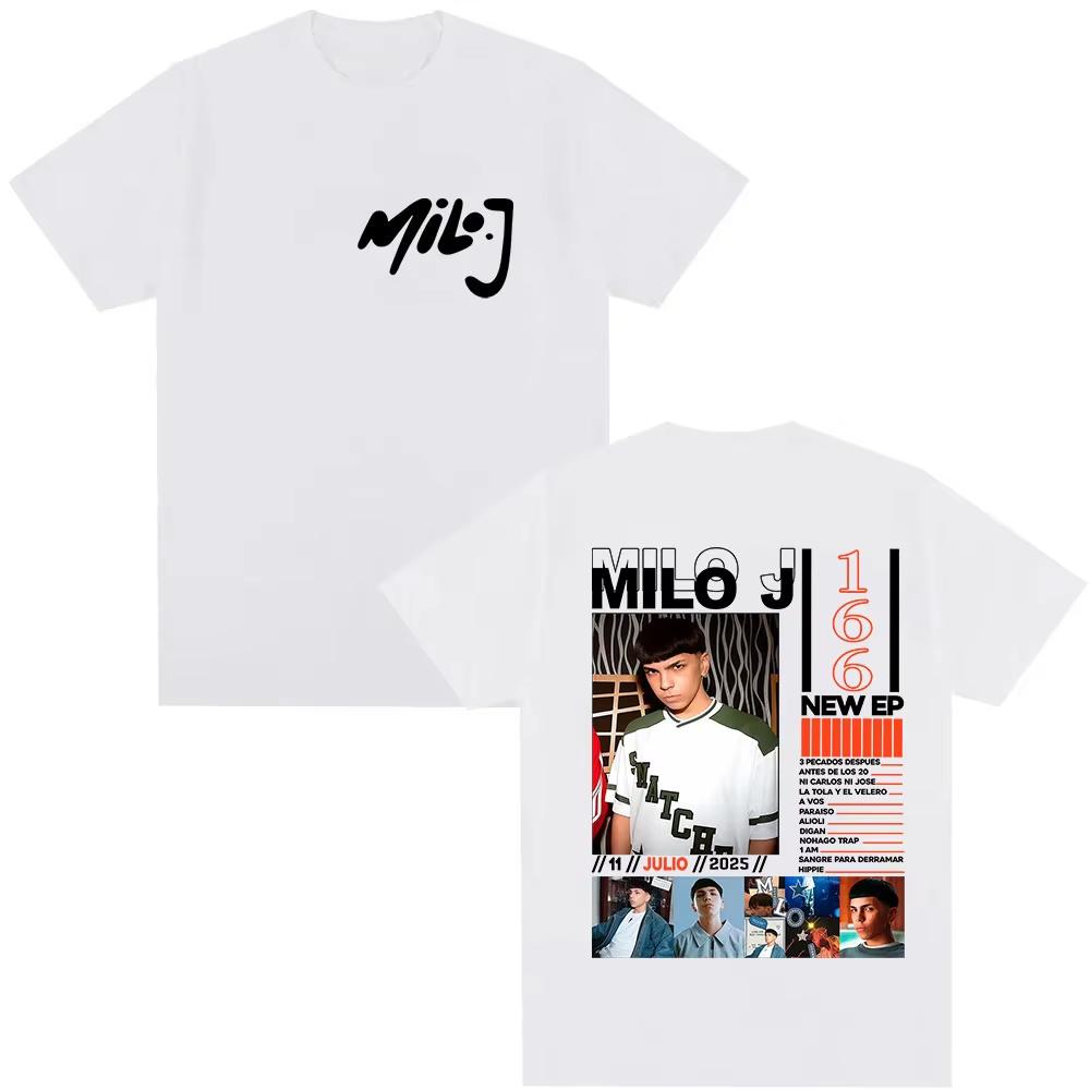 Rapper Milo J 166 Tour 2026 Album T Shi6rts Men Retro High Quality Short Sleeve Tshirts Oversized Tee Cotton TShirt Streetwear