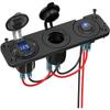 Power Socket Aluminum Alloy Dual Quick Charge 3.0 with Rocker Toggle Switch And LED Voltmeter for 12-24V Car Boat