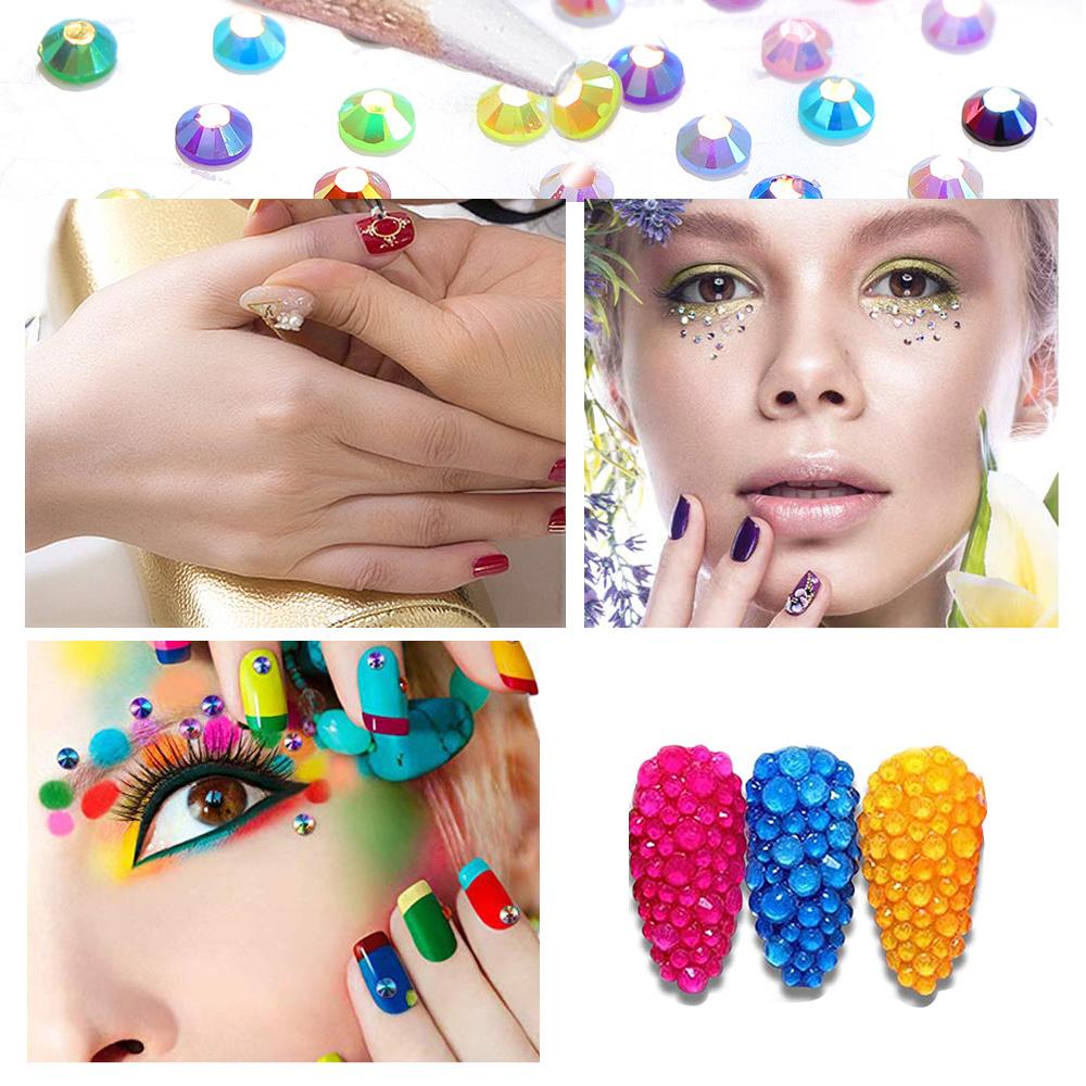 15000pcs 3mm AB Jelly Nail Rhinestones Resin Flat Back Colorful 3D Metal Nail Art Sampler Kits