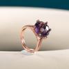 BELLA BOX Кольцо с аметистом и шестью зубцами, фиолетовое кольцо с камнем, цвет розового золота, женские свадебные обручальные кольца на палец, изменяемого размера