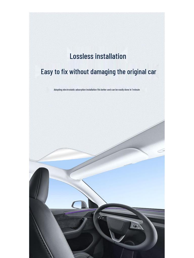 Tesla Model Y/3 Silicone Suede Sunroof Shade – Heat-Insulating Sun Visor