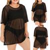Plus Size Womens Mesh Sheer Bikini Swimsuit Beachwear Cover Up