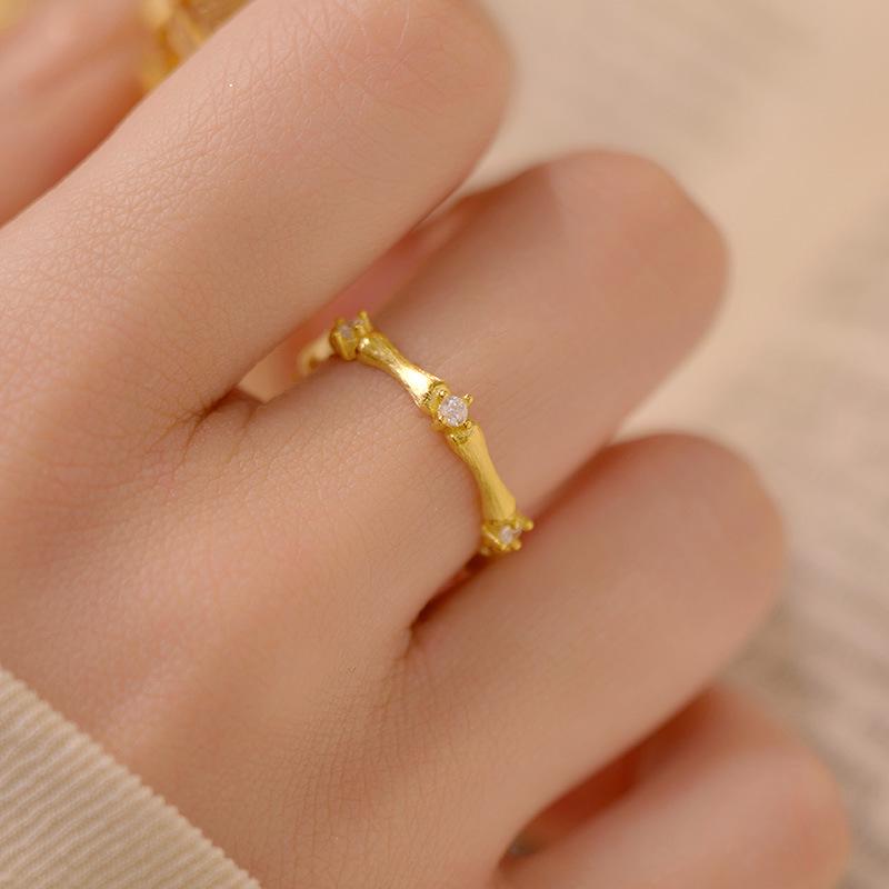 Кольцо Banyan Tree из серебра 925 пробы с цирконом, бамбук, открытое кольцо для женщин - Элегантное и модное украшение на указательный палец