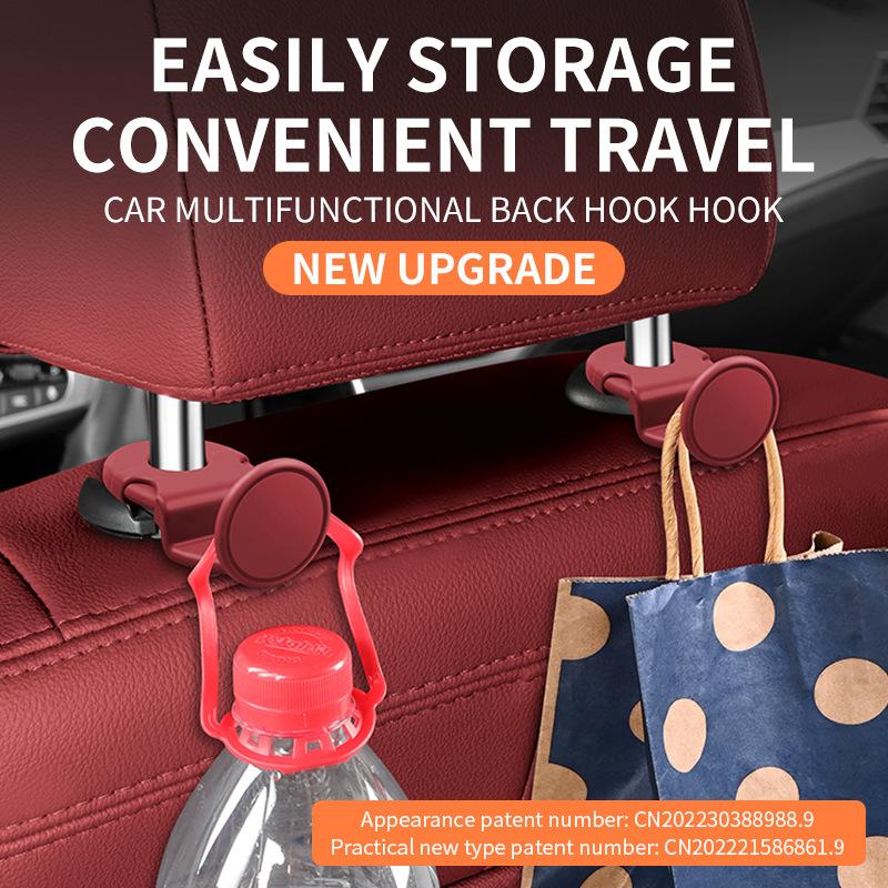 ABKE1 2pcs Universal Auto Seat Headrest Hook Storage Hidden For Porsche Cayenne Panamera Macan 911 718 Taycan Cayman Car Keyring