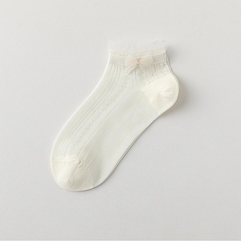 Носки в балетном стиле для женщин на лето, тонкие сетчатые дышащие короткие носки, милые кружевные носки-принцессы без косточек