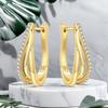 S925 Silver Three Circle Curved Earrings Hoop Earrings Women Jewelry Party Trendy Anniversary Gifts
