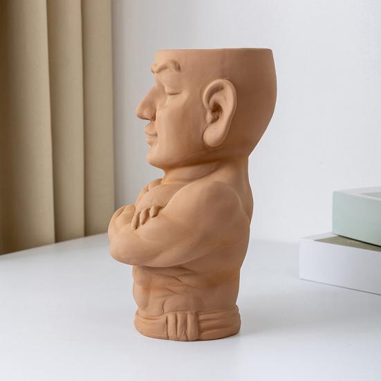 Flower Planter Muscle Man Artistic Modeling Sculpture Dual Use Flower Vase Desktop