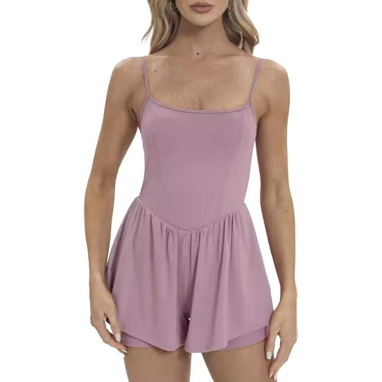 Женское теннисное платье без рукавов, летние плиссированные мини-платья для занятий йогой со вшитыми шортами, спортивный комбинезон на тонких бретельках, короткий сарафан