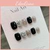 Handmade Nail Art Sticker Set For Women With Black Glitter Water Diamoans And Star Pattern For Fashionable Daily Wear