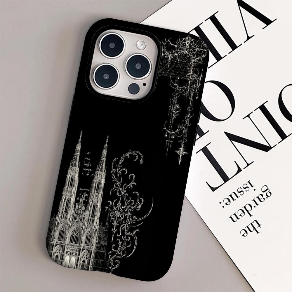 Темный готический дизайн Чехол для телефона Пленочная оболочка Для iPhone 16e 16 15 14 13 12 11 Pro Max Plus XS