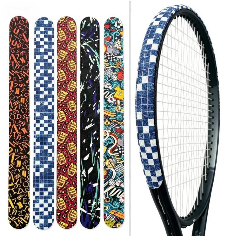 Waterproof Tennis Racket Protective Edge Tape Colorful PU Self Adhesive Sticker Universal Fit Most Racquets for Outdoor Sports