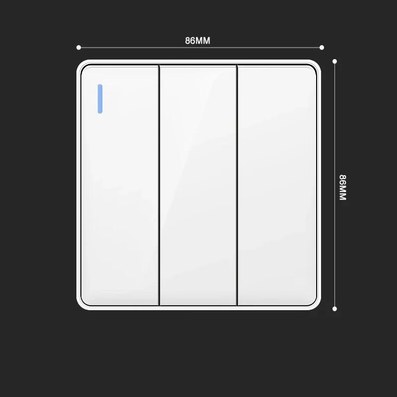 EU RU UK UN Standard Wall Light Switch 16A PC Panel ON OFF Black Home Power Rocker Push Button Switch 1/2/3/4 Gang 1/2Way 86Type