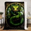Art Nouveau Style Green Coiled Snake Blanket bedroom Blanket for Livingroom Couch lunch break Soft throw for Friend's festival Gift