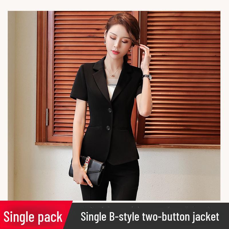 Женский профессиональный летний костюм: Формальный пиджак с короткими рукавами с юбкой или брюками