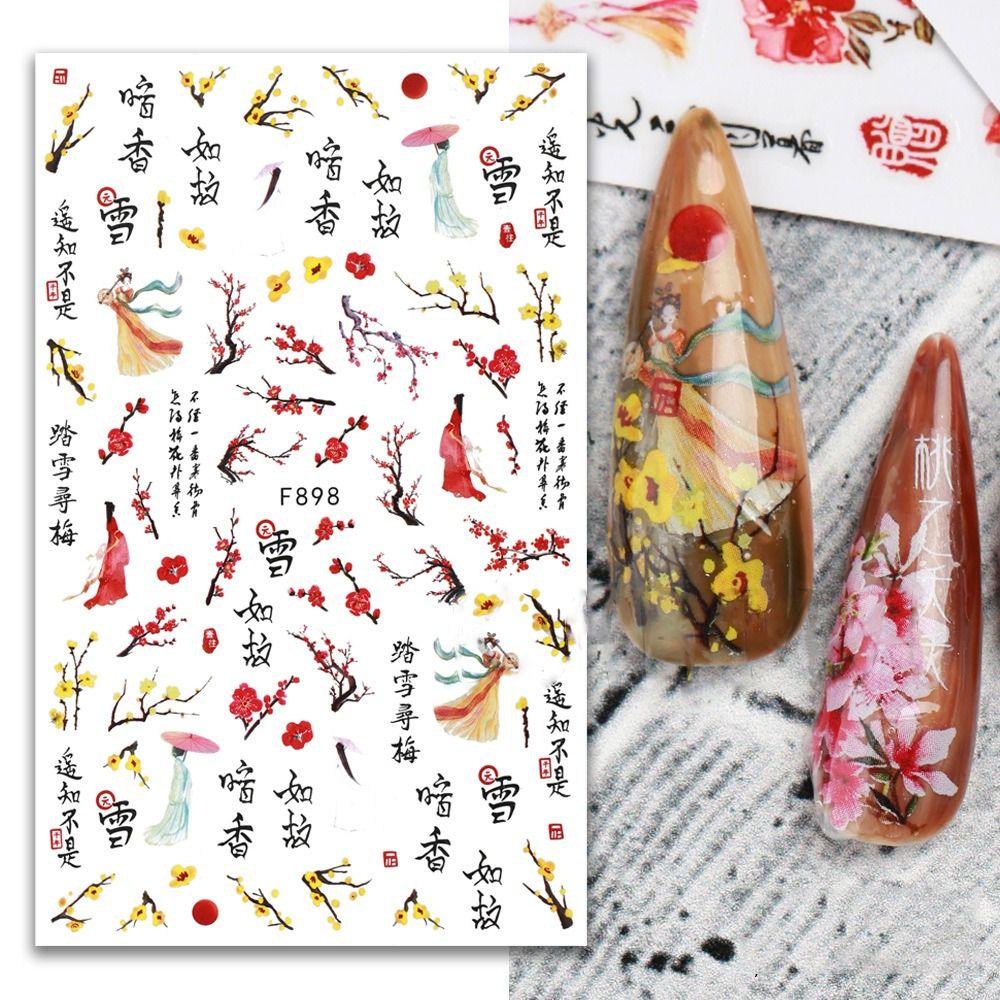 Древняя поэзия Китайские стили Наклейки для дизайна ногтей Маникюрная декорация Наклейки для ногтей Декор для дизайна ногтей