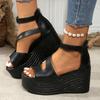 Women's Peep Toe Chunky Platform Sandals Ankle Strap Wedge Heel Gladiator Sandals for Women 2025 Summer Thick Bottom Beach Shoes