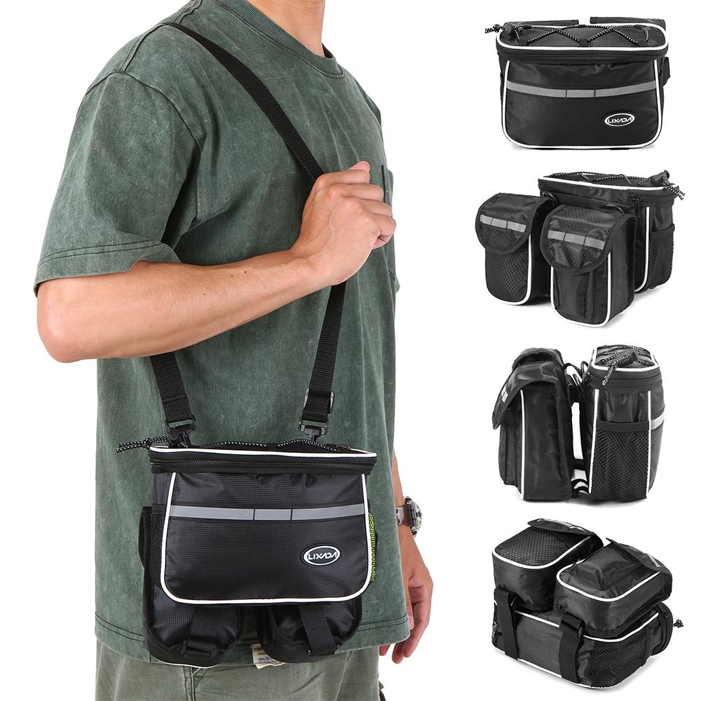 Lixada велосипедная верхняя сумка-труба с дождевиком, водонепроницаемый кофр на переднюю раму горного велосипеда