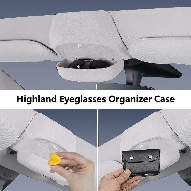 Car Glasses Holder for Tesla Model Y Model 3 Refresh Ver Front Eyeglasses Organizer Case Box Suede Car Sun Visor Glasses Holder