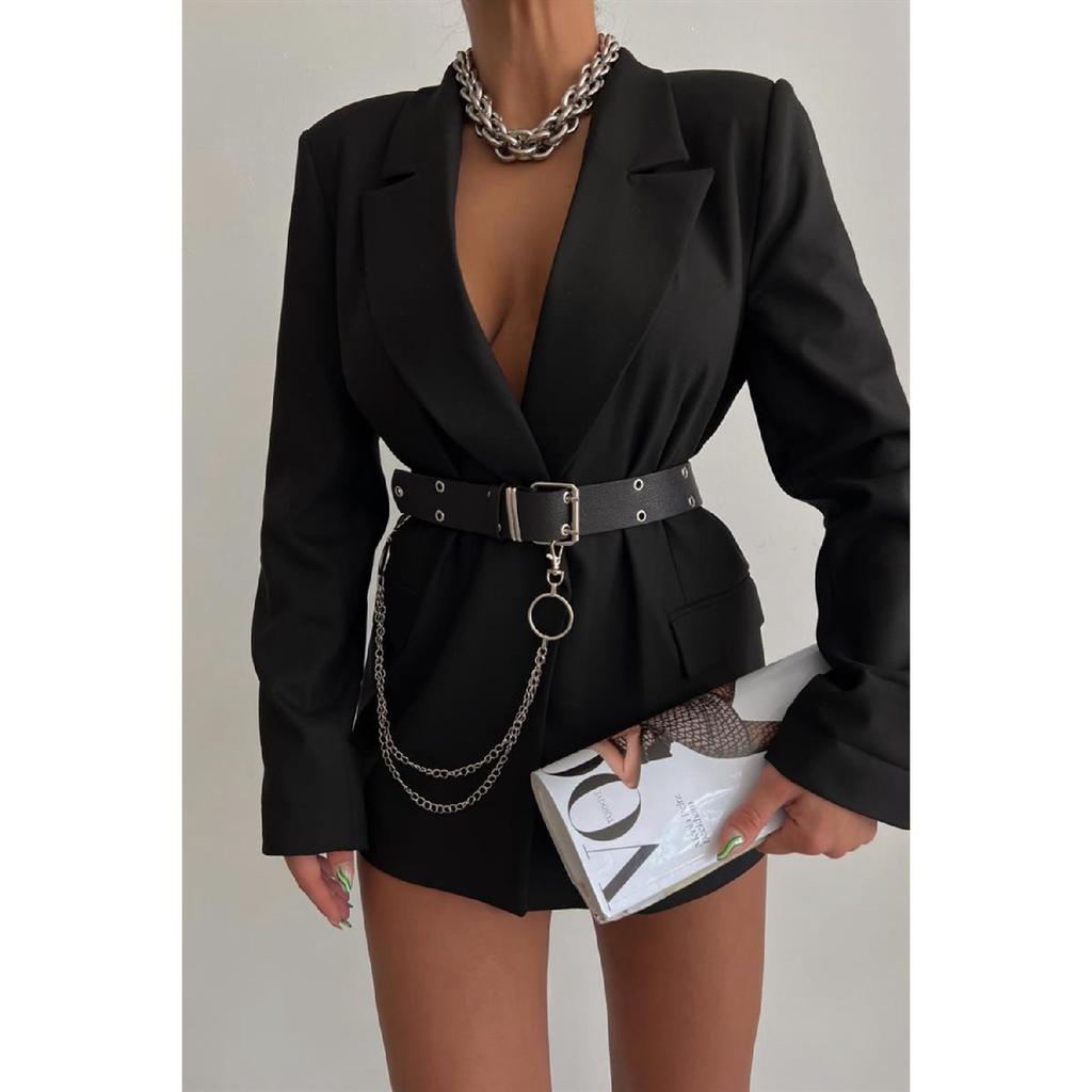 Детальный женский ремень с люверсами, брючный ремень, куртка, готический ремень без цепочки