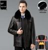 Men's Winter Sheepskin Leather Jacket with Detachable Liner and Real Fur Collar