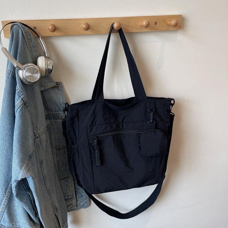 Lazy Wind Large Capacity Canvas Bag Women 2025 New Fashion Student Class Computer Bag Shoulder Portable Tote Bag