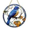 Синяя птица Имитация ветки Узор Круглый акриловый кулон Садовое украшение