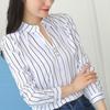 Women's Spring and Summer Office Long-sleeved Shirt Striped Large Size Business Shirt