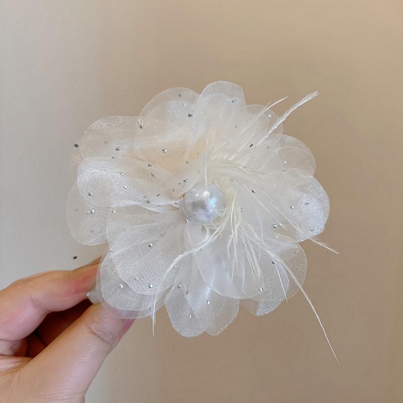 Элегантный темпераментный цветок заколка для волос для женщин и девочек универсальный блестящий перо кисточка акула заколка для волос аксессуары подарки